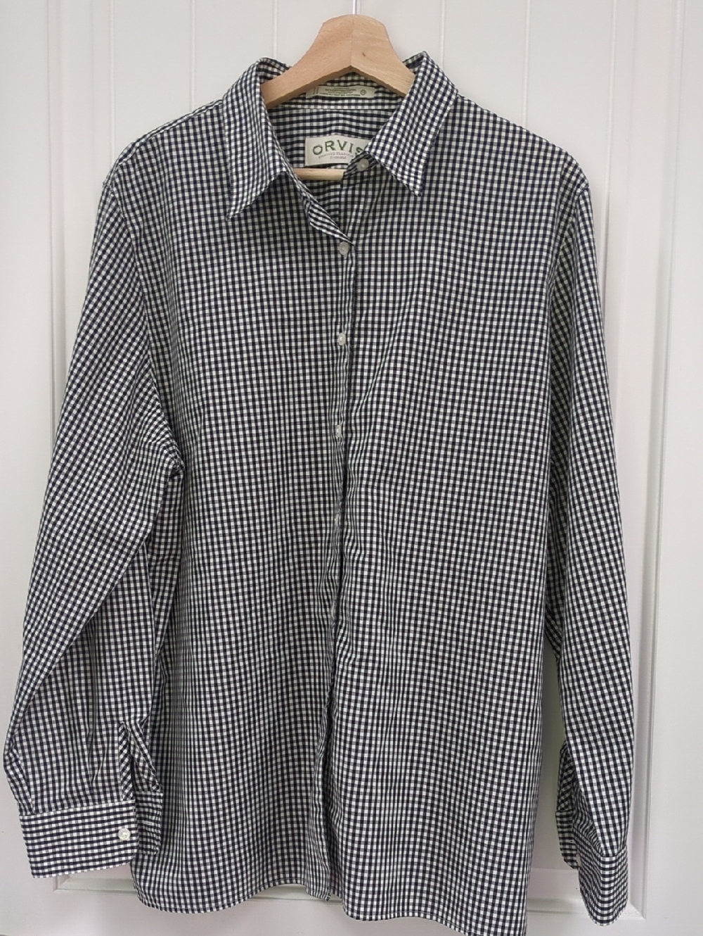 Orvis Women's Black & White Gingham Button-Up Carefree Blouse